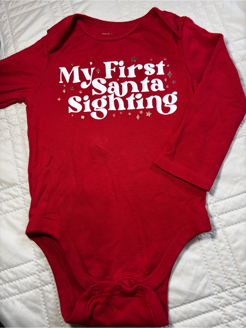 Old Navy 12-18M "My First Santa Sighting" Long-Sleeve One-Piece Bodysuit